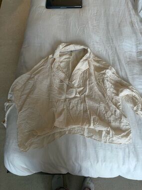Anthropologie Lightweight Cream Button-Front Blouse
